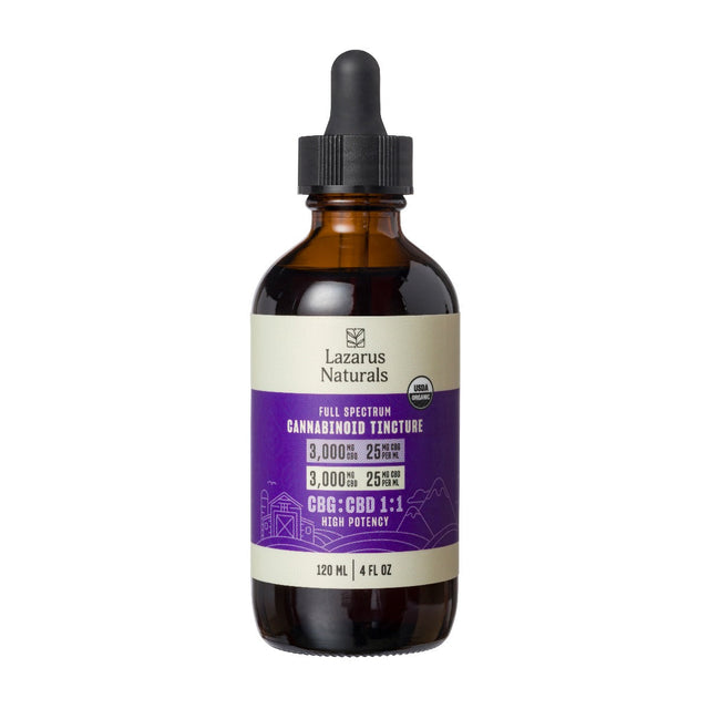 CBD+CBG TINCTURE, 25MG CBD & 25MG CBG / ML, Full spectrum, 3,000mg CBD + 3,000mg CBG, Classic, USDA ORGANIC