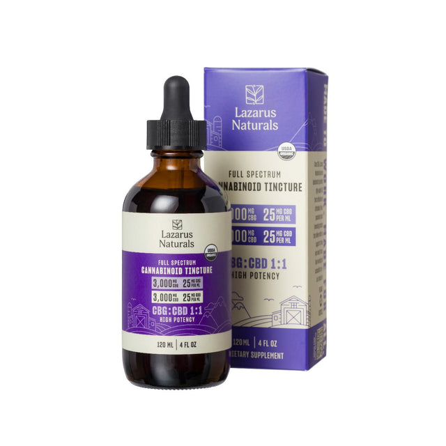 CBD+CBG TINCTURE, 25MG CBD & 25MG CBG / ML, Full spectrum, 3,000mg CBD + 3,000mg CBG, Classic, USDA ORGANIC