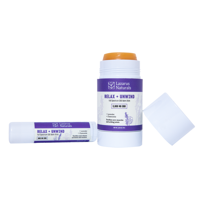 Relax and Unwind CBD balm stick products