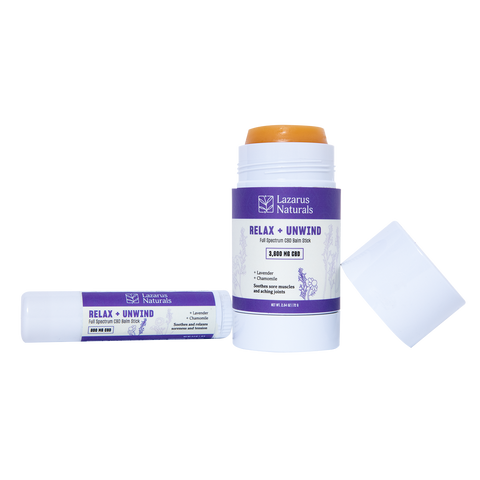 Relax and Unwind CBD balm stick products